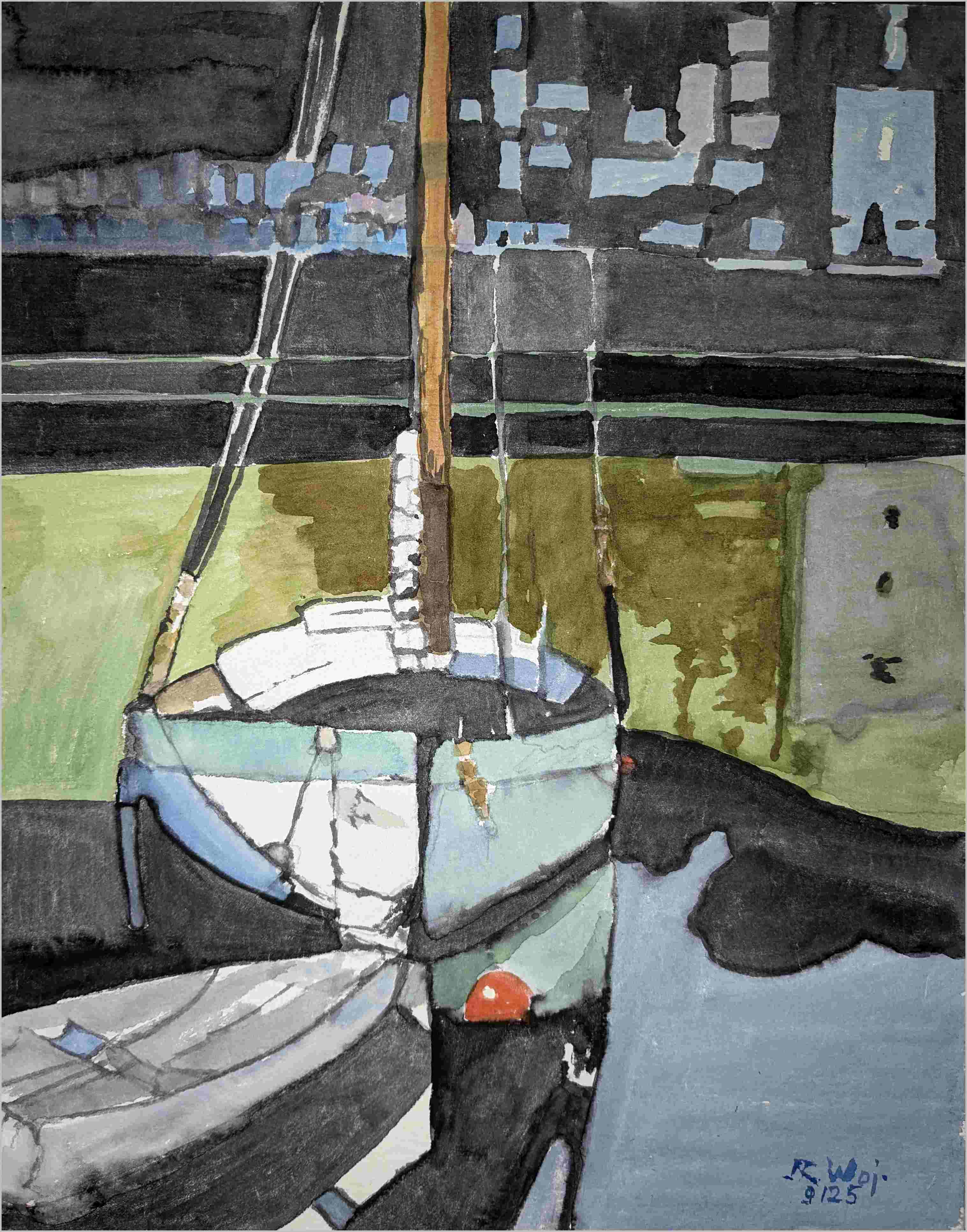   Hafenbecken mit Boot
